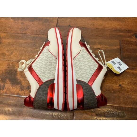 Michael Kors Maddy Color-Block Signature Logo Trainer Crimson Red, Size 8 - Picture 8 of 11